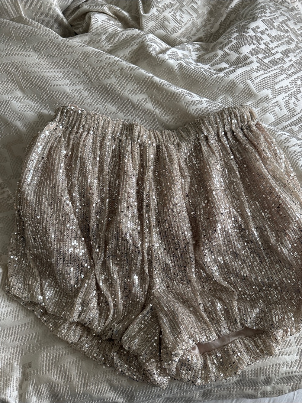 Sequin Bubble Shorts in Champagne